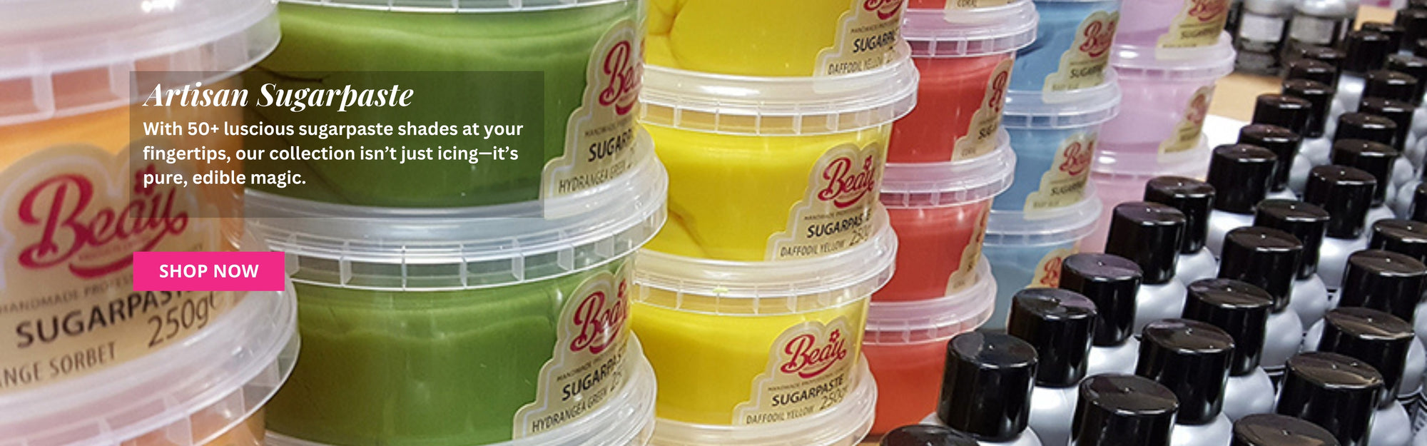 Sugarpastes, 50+ luscious shades at your fingertips.