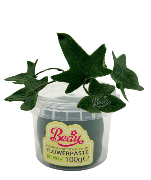 Handmade holly green flower created with Beau flowerpaste