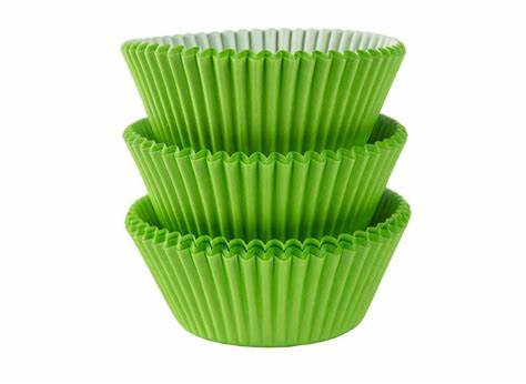 Lime green coloured cupcake cases for baking