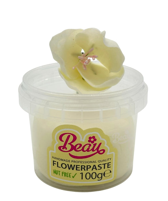 Handmade cream flower created with Beau flowerpaste